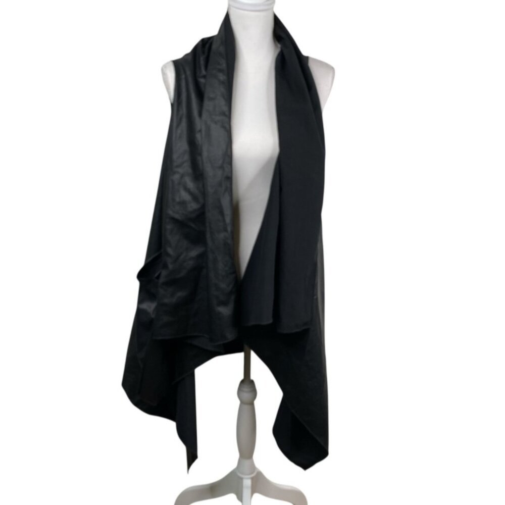 Heydari Vest Kimono Women's Crinkle Asymmetrical Laganlook Wearable Art Black OS